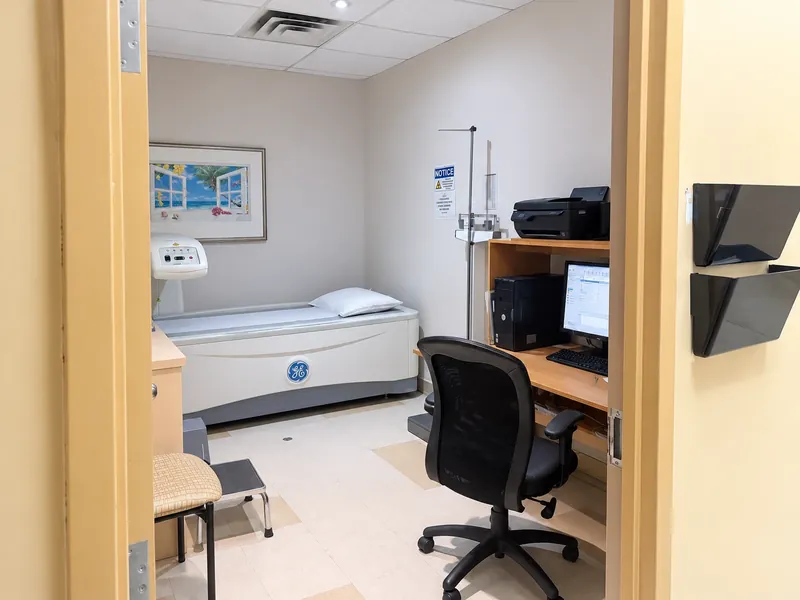 The bone density (BMD) room at Bluewater Imaging, 123 Edward Street: the scanning table you lie on, fully dressed